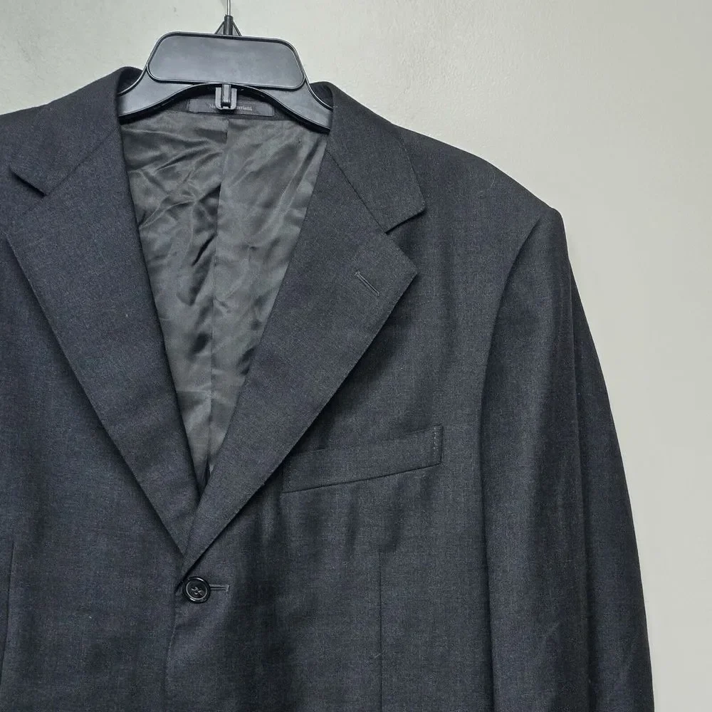 Ermenegildo Zegna Gray US 44L Switzerland Wool‎ Blazer Sport Coat Suit Jacket